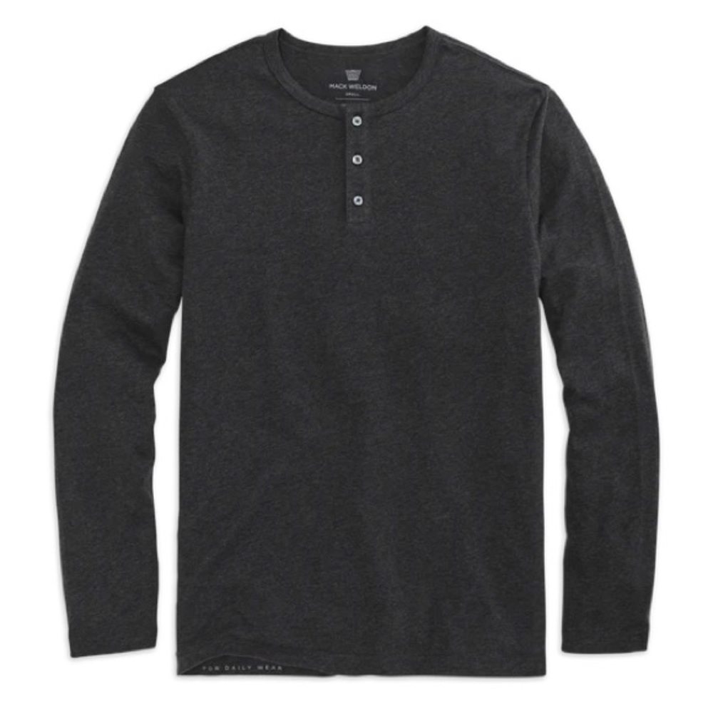 Pima Long Sleeve Henley, Charcoal Heather